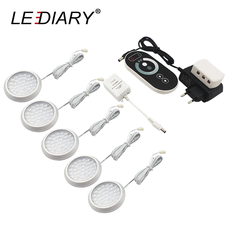 LEDIARY 1-6 лампа/комплект 100-240 В 3 Вт беспроводной Радиочастотный пульт дистанционного управления с регулируемой яркостью круглый светильник для шкафа с фиксированной поверхностью для кухонной мебели