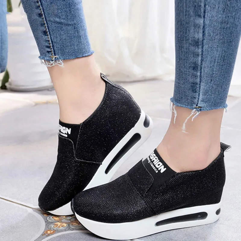 

Women Sneakers Spring Platform Vulcanize Slip On Casual Shoes Elastic Band Female Fashion Increasing Shoes For Drop Shop
