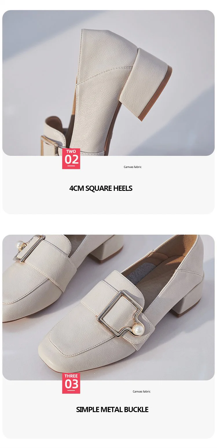 British Style Women's Loafers PU Leather Low Square Heels Shoes Slip On Square Toe Metalic Shoes Casual Shoes Women's Shoes