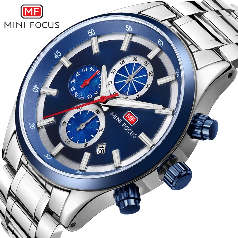 

MINIFOCUS Luxury Brand Business Men Watches Stainless Steel Strap Watch Man Waterproof Sport Quartz Mens Watch Relogio Masculino