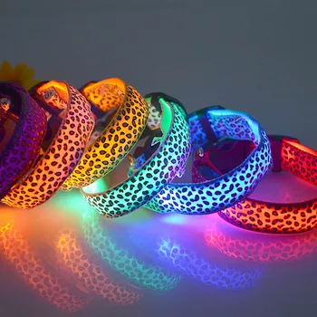 

Colorful LED Light Shining Collars For Dogs Pet Safe Anti-Lost Luminous Collar Night Cute Leopard-print Camouflage Dog Collar