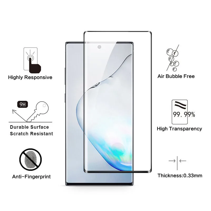 3D полный изогнутый Клей закаленное стекло для samsung Note 10 Plus протектор экрана SAM Galaxy Note 10 Note 10+ Защитная стеклянная пленка
