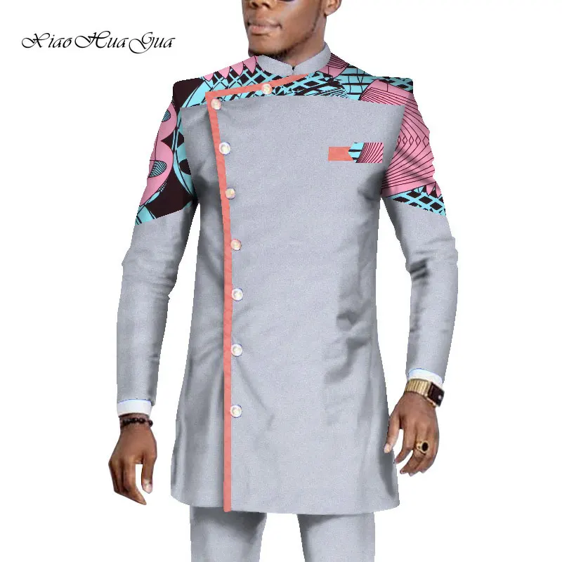 Новая африканская мужская одежда Дашики с длинным рукавом рубашка костюм брюки из Анкары размера плюс 2 шт набор африканская мужская одежда WYN1065