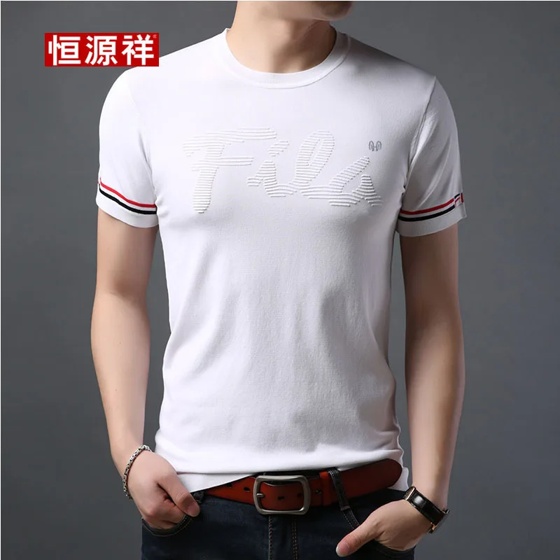 

HYX Genuine Product Summer New Style Short Sleeve Crew Neck Thin Slim Fit T-shirt Base Shirt Knitted T-shirt Men's Trend