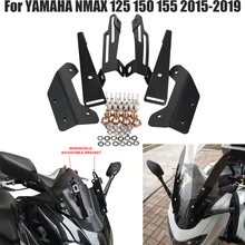 Dla Yamaha NMAX155 NMAX 155 125 150 2015-2019 akcesoria motocyklowe lusterko wsteczne uchwyt stojak szyba przednia szyba tanie tanio CN (pochodzenie) 10cm 38cm stainless steel Obejmuje listew ozdobnych Black For YAMAHA NMAX 125 2015-2019 For YAMAHA NMAX 150 2015-2019