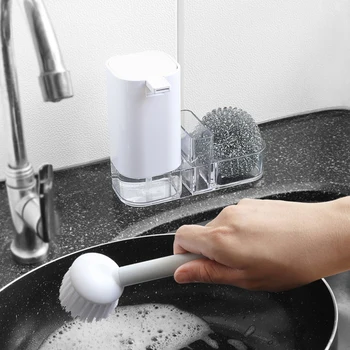 

4pcs/set Bathroom Soap Dispenser Housekeeping Multifunctional Space Saving ABS Cleaning Brush Kitchen Sink Countertop Organizer