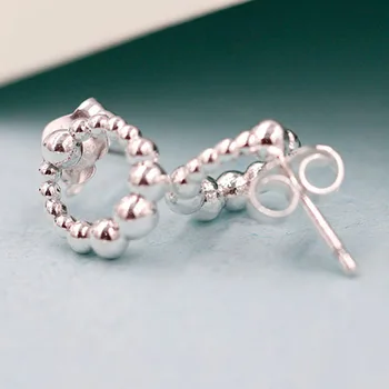 

Original 925 Sterling Silver Earring Beaded Circle Stud Earrings For Women Girlfriend Wedding Gift Fine Pandora Jewelry