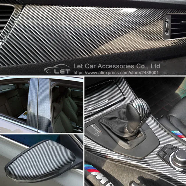 

Glossy Black and silver 2D Carbon Fiber Vinyl Wrap Film DIY Car Sticker Car Decorative For Vehicle Motorcycle 2 Colors