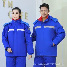 Fashion Winter Anti-static Cotton Clothes Work Clothes Set Cold Proof and Warm Cotton Jacket Gas Station Tooling Cotton Clothes