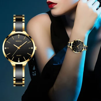 NIBOSI-Reloj de lujo para mujer, cronógrafo de pulsera de cerámica, creativo, femenino, 2021