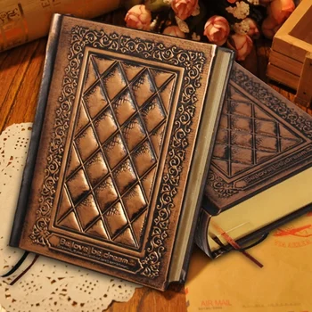 

Bronze Retro Blank Inside Page Notepad Hardcover Leather Book A5 Embossed Planning Notebook Brush Phnom Penh