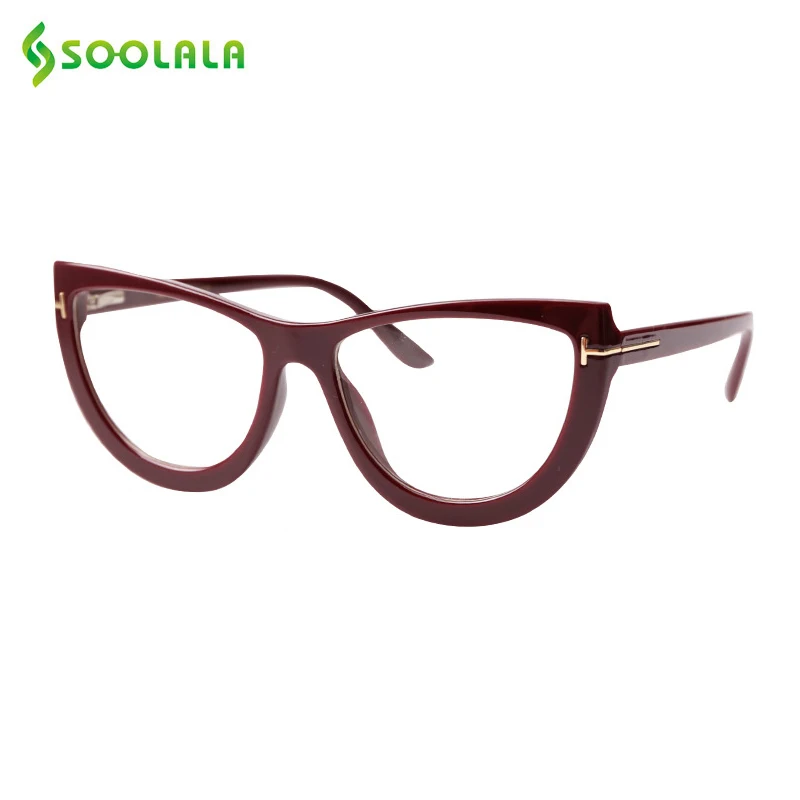 

SOOLALA Large Cat Eye Reading Glasses Women Cateye Eyewear Spring Hinge Presbyopic Glasses For Reading +0.5 1.0 1.5 2.0 to 5.0