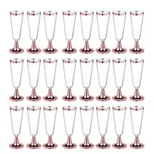 Высокое качество 150 мл пластиковые розовые золотые оправы Прозрачные Жесткие одноразовые вечерние стаканы для свадьбы Премиум Необычные бокалы для шампанского флейты