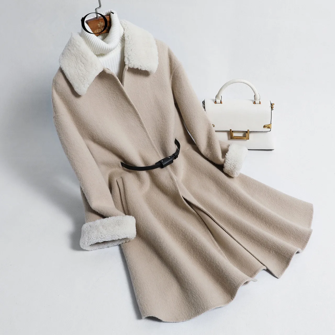 

Wool Fashion Coat Female Lamb Fur Collar Long Jacket Winter Coat Women Double Side Woolen Coats Casaco Feminino MY4184 en s