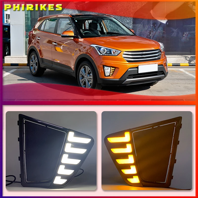 

Дневные ходовые огни, водонепроницаемые, IP67, 2 светодиодный т., желтые поворотники, для Hyundai Creta IX25 2014-2016