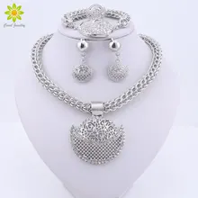 Дубай Посеребренные Ювелирные наборы нигерийские Свадебные Женские аксессуары, Бижутерия Набор модные африканские бусы Цепочки и ожерелья серьги комплект ювелирных изделий