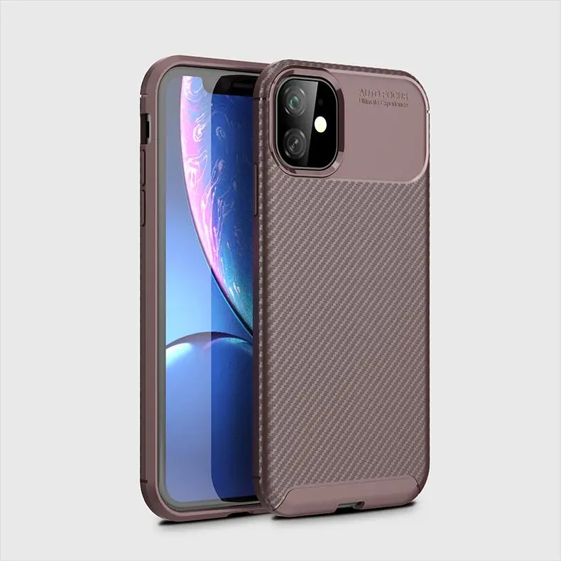 brown Для iPhone 7 8 Plus Xr углеродное волокно в полоску ТПУ чехол для iPhone 11 Pro Max пылезащитный мягкий чехол X Xs Max противоударный - Цвет: brown