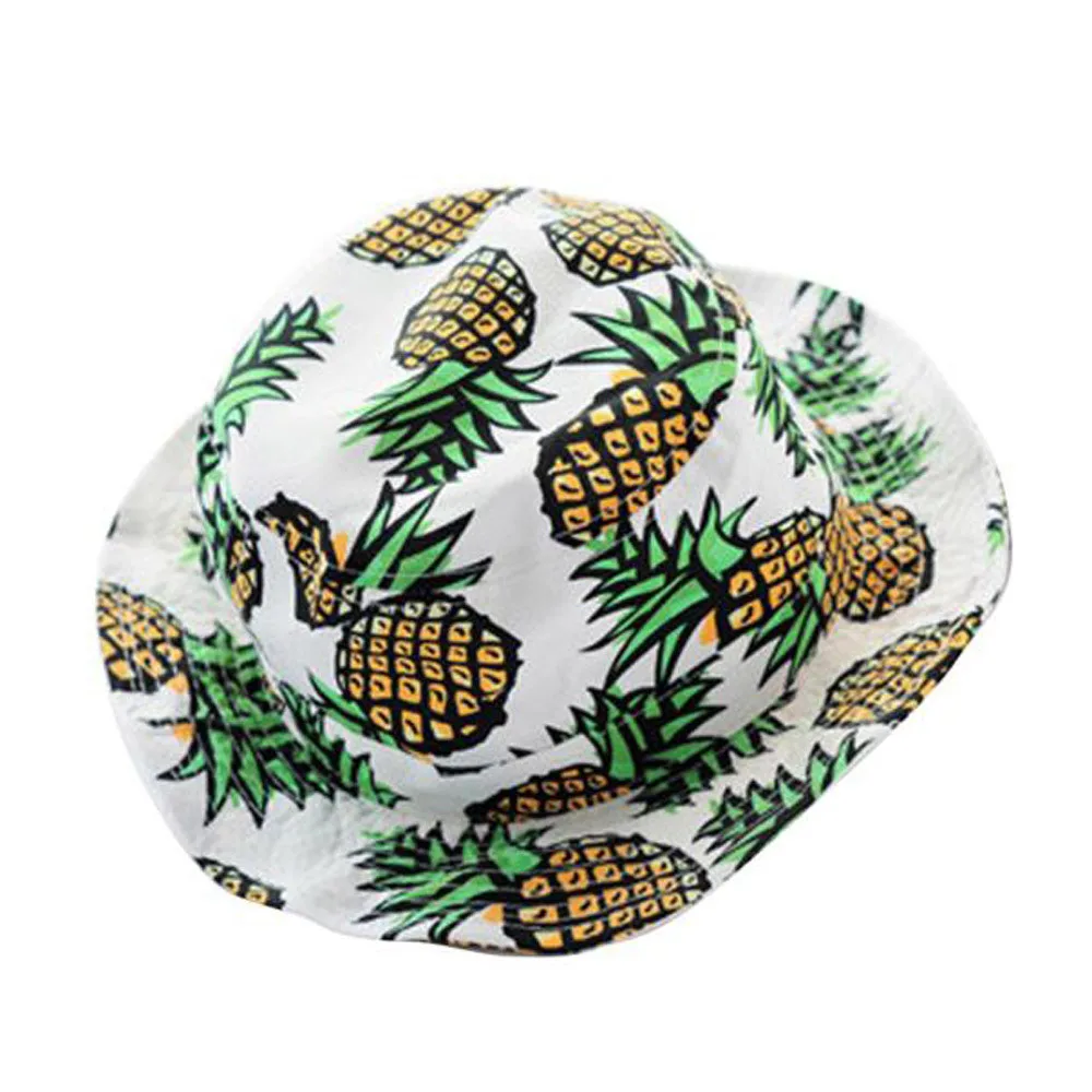 Модная симпатичная Панама Двусторонняя одежда женская панама летняя кепка с покрывалом Ананасовый принт складная шляпа хип хоп Рыбацкая шляпа# D