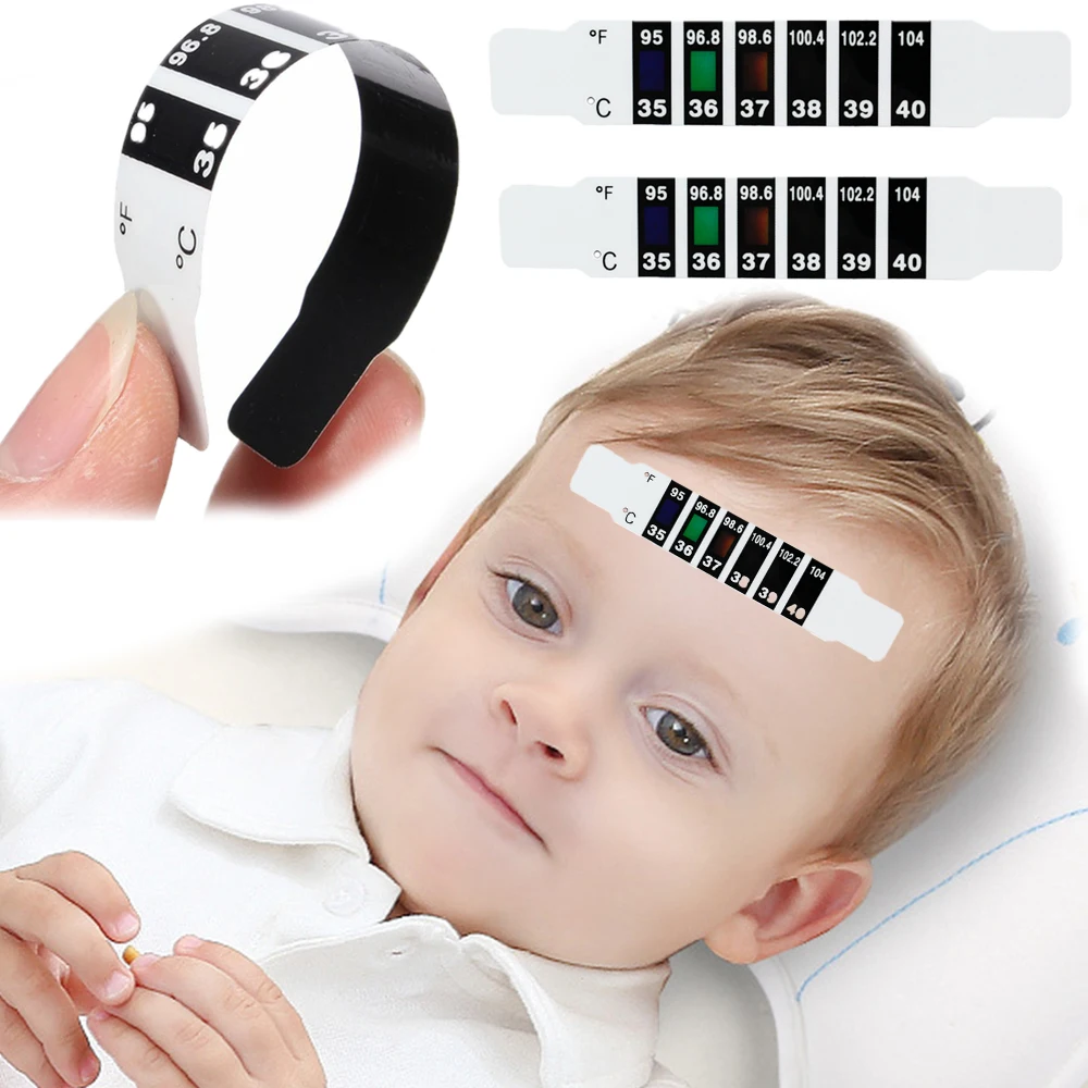 

10 Pcs/Set Forehead Head Strip Fever Thermometer Baby Child Adult Body Check Test Temperature Monitoring Safe Baby Healthy Care