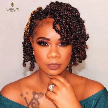 

WEILAI Hair Pre-twisted Spring Twist Hair 10 inch 15Strands Passion Twist Crochet Hair Black Brown Burgundy Ombre Braiding Hair
