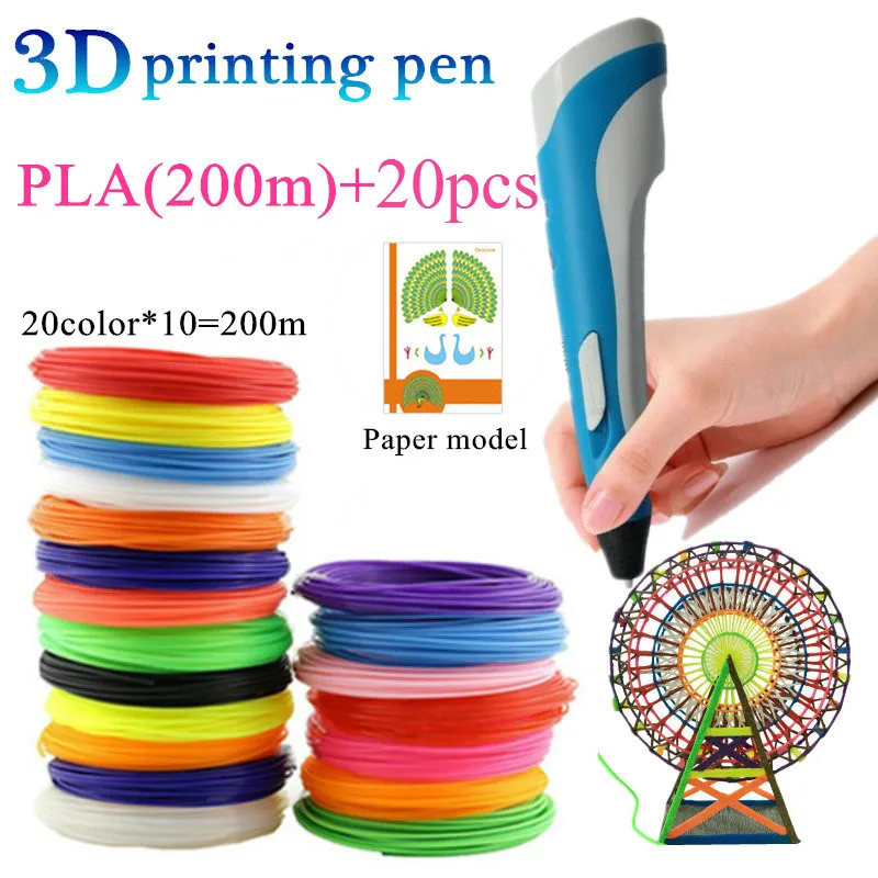 3D печать Ручка PLA Смарт 3d ручки для рисования с нитью светодиодный дисплей детей