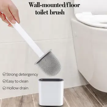 

Silicone Bathroom Toilet Brush With Holder Wall Mounted Flex Toilet Brush Cleaning Brush Wc Accessories