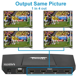 4K @ 60Hz Ultra HD 1x4 HDMI сплиттер 1 вход 4 выход разветвитель HDMI 1X4 коммутатор совместим с ПК PS3 PS4 Xbox HDMI 2,0 HDCP 2,2