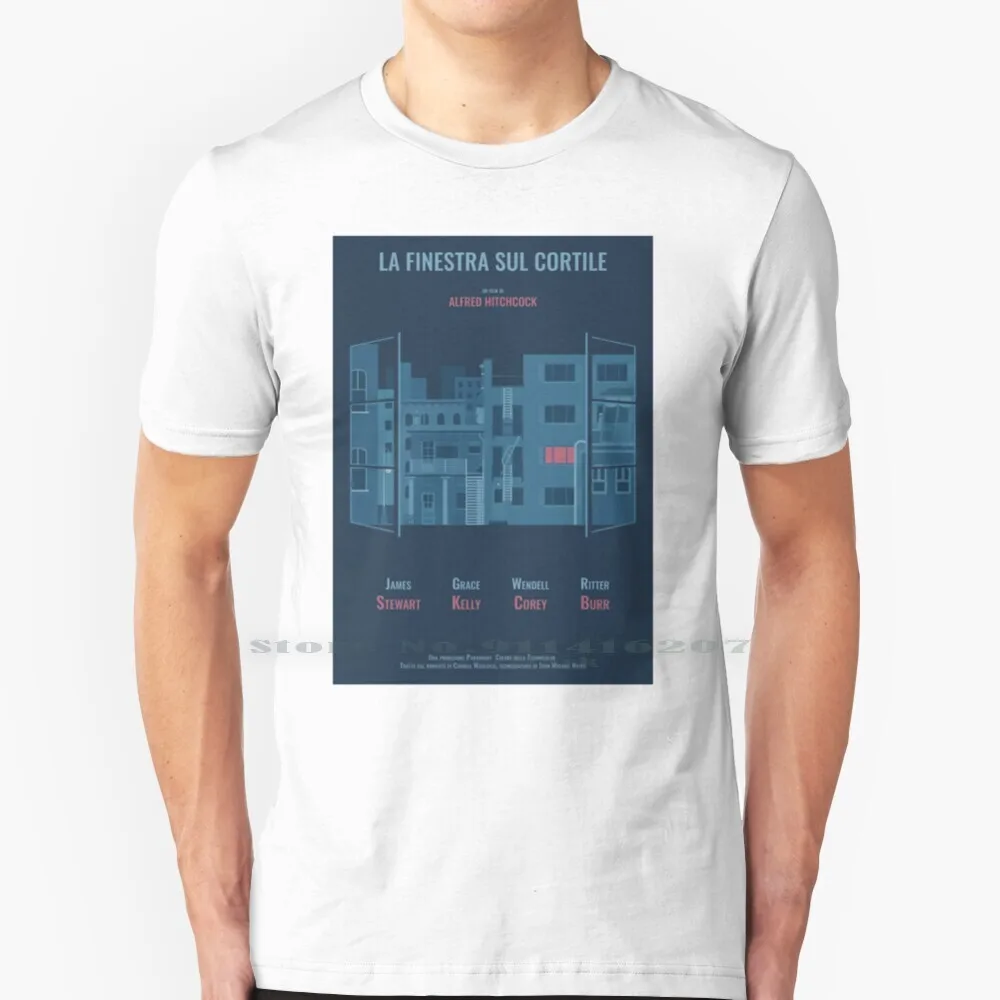 La Finestra Sul Cortile T Shirt 100% Puro Cotone Film Lunotto Posteriore Hitchcock James Stewart Grace La Finestra Sul Cortile Film