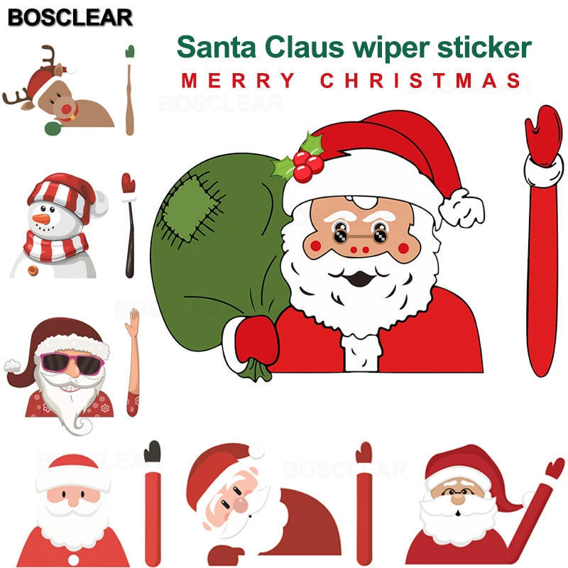 

1Pcs car Stickers Merry Christmas Decoration Santa Claus 3D PVC Waving Car Stickers Styling Window Wiper Rear Windshield Decals