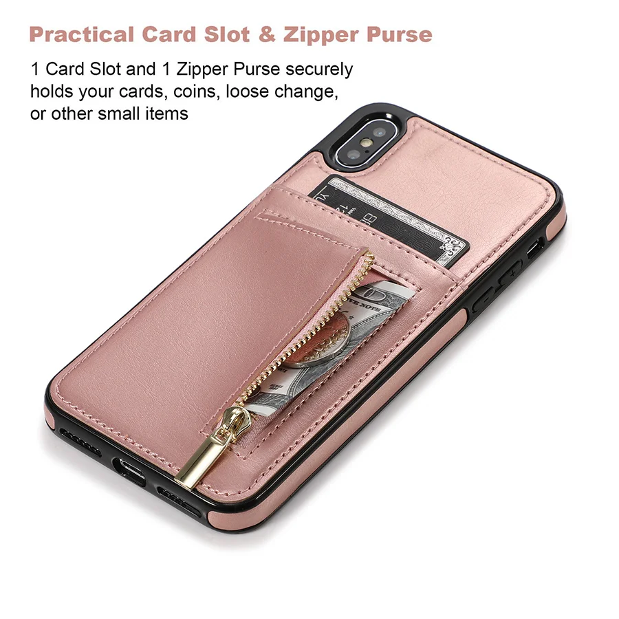 Тонкий кошелек на молнии, кошелек, чехол для iPhone Xr Xs Max 8 7 6 6s X Plus 5 5S Se Etui, кожаный держатель для карт, противоударный защитный чехол
