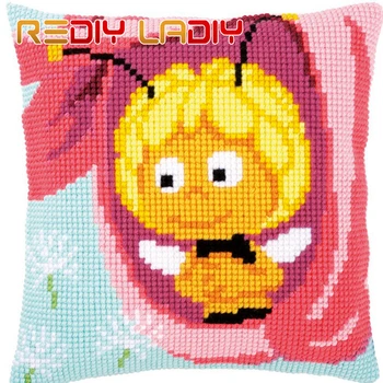 

Cross Stitch Cushion Cover Maya & Willy Pillow Chunky Cross-Stitch Cushion 100% Acrylic Yarn Pillow Case Home Decor Needlework