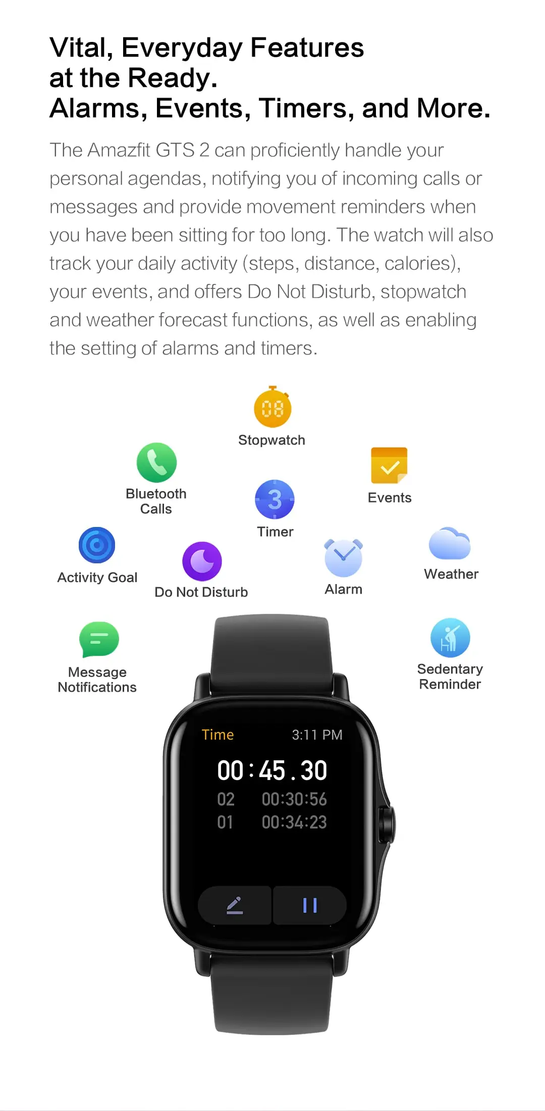 Amazfit – montre connectée GTS 2 pour la natation, avec Bluetooth, 12 Modes de Sport intégrés, pour Android et iOS