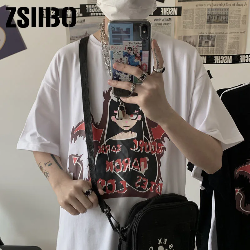 Harajuku Sleeve T Shirt Print Vintage T-shirt Streetwear Oversize tops clothes clothing shirt Summer Short Punk Gothic Tshirt