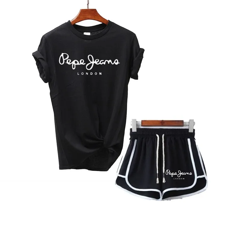 

Tees Women T Shirt Print Letter T-shirt Casual White Black Pink Short Sleeve Cotton Tops 2019 Spring Summer Luxury Brand+shorts