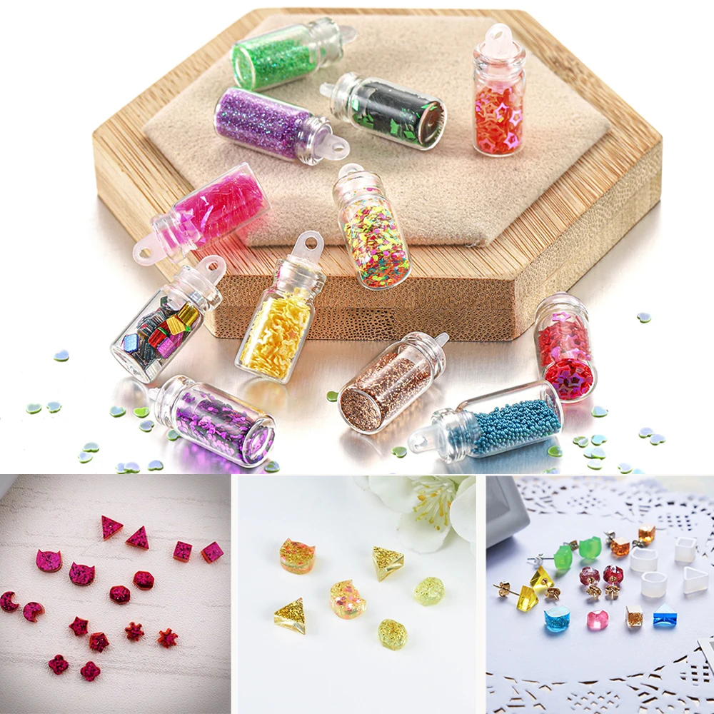 

12/24/48 Bottles/Set Nail Art Sequins Glitter Heart Star Moon Rhinestones Beads For DIY Jewelry Making Filling Epoxy Resin Mold