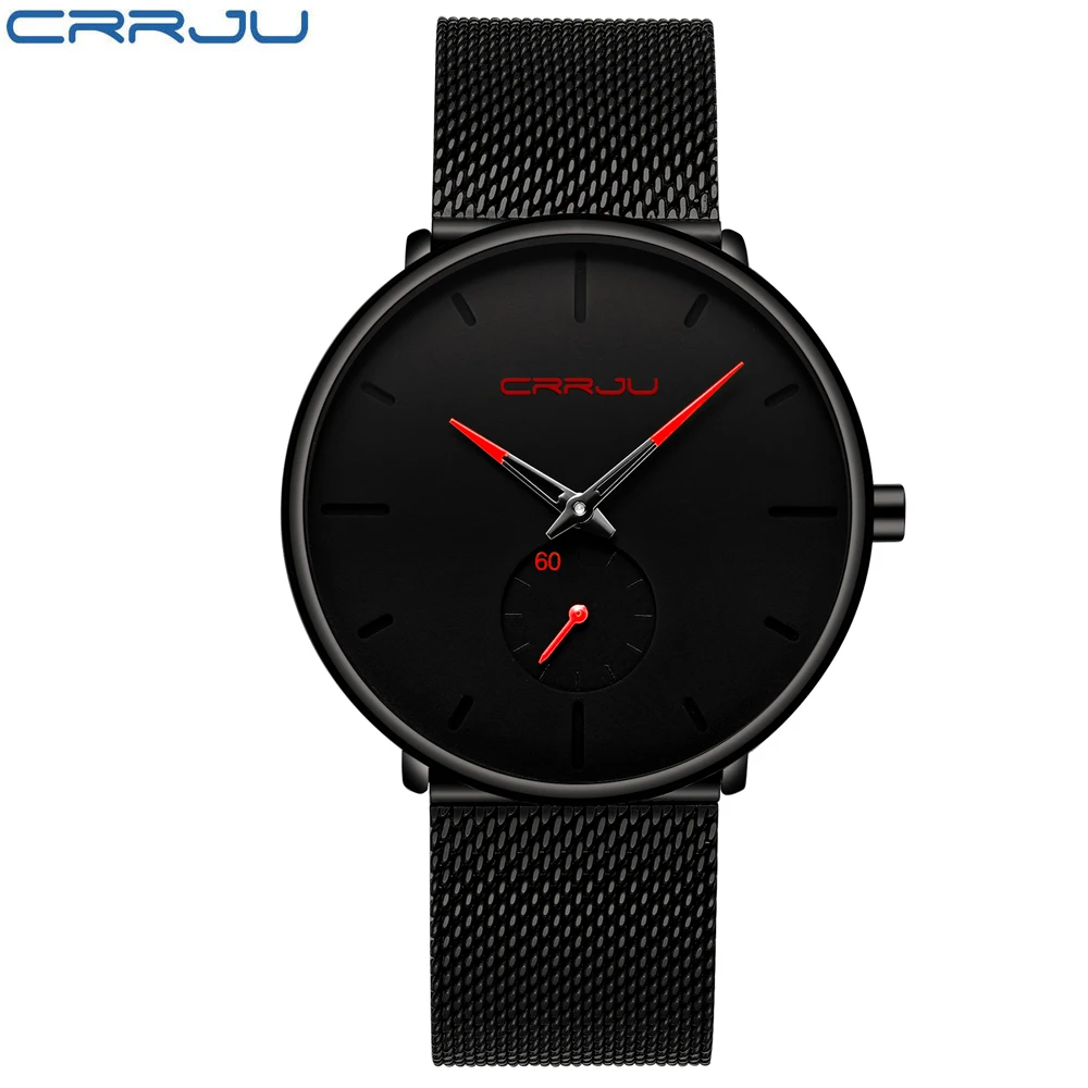 first quartz watches	 CRRJU Fashion Blue Men Watch Top Luxury Brand Minimalist Ultra-thin Quartz Watch Casual Waterproof Clock Relogio Masculino high accuracy quartz watches Quartz Watches