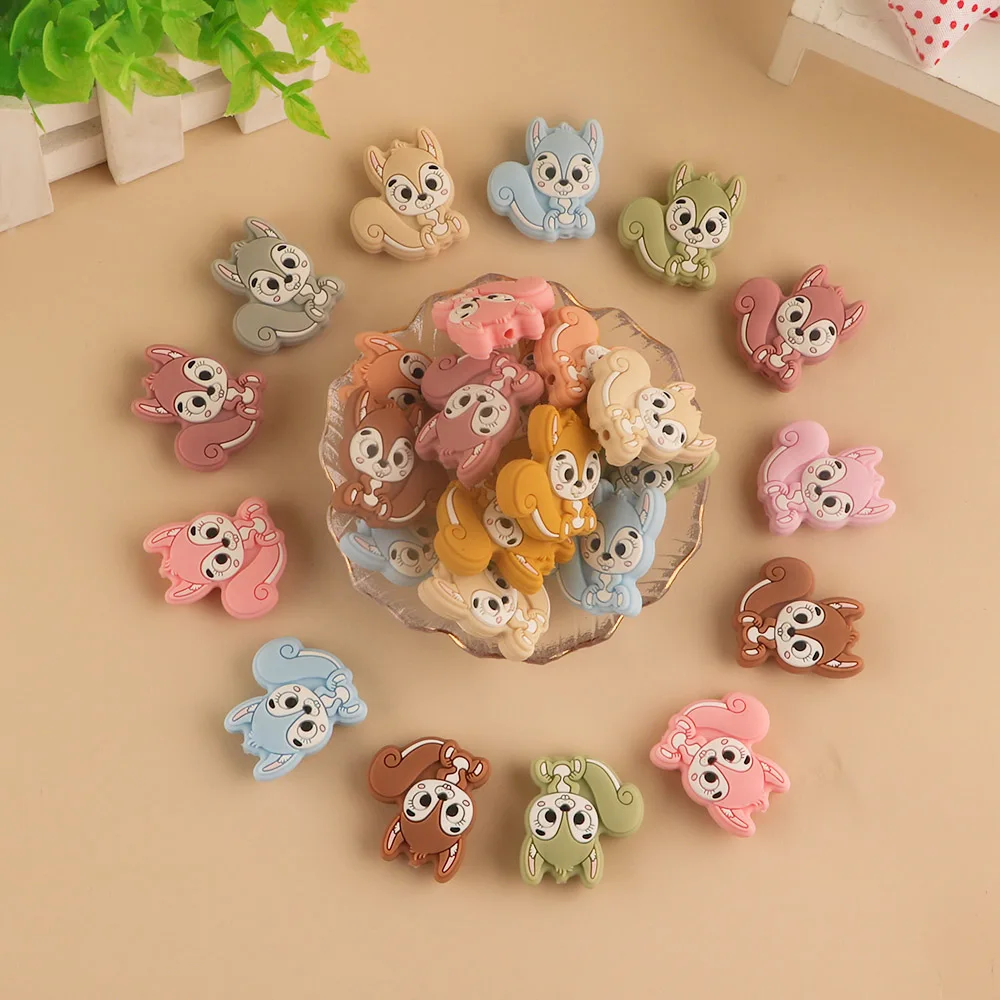 baby teething items age	 Kovict 10Pc Mini New Squirrel Silicone Beads Food Grade Teether DIY Pacifier Chain Necklace Accessories Baby Molar Toys baby teething items age	