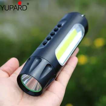 

Multifunctional T6 LED Flashlight USB Rechargeable High Power torch Side COB Light Music flashlight Work Light