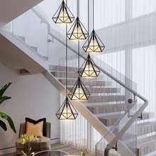 Современный светодиодный потолочный светильник в скандинавском стиле для гостиной, подвесные светильники для спальни, лестничное освещение, железные подвесные светильники