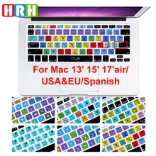 Hrh espanhol avid pro ferramentas premiere pro cc atalhos de silicone teclado pele para macbook air 13 pro pro pro 13 15 15 17 17 17 com retina