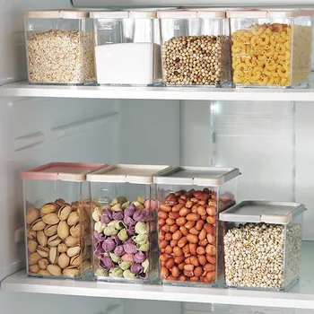 

Kitchen Sealed Cans Household Plastic Food Storage Boxes Grains Storage Jars Dried Fruit Storage Box With Lid Storage Containers