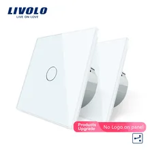 Livolo ЕС стандартный настенный выключатель 2 Way Управление Сенсорный экран переключатель, с украшением в виде кристаллов Стекло Панель, 220-250 V, VL-C701S-1/2/3/5
