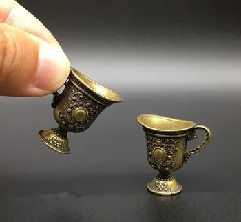 

Chinese pure brass wine glass key ring small statue 1pair