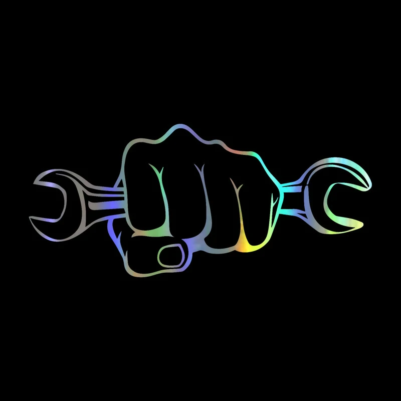 

Car Sticker Vinyl 18*8cm Mechanic Holding A Wrench 3D Sticker On Car Funny Reflective Stickers Decals JDM Car Styling