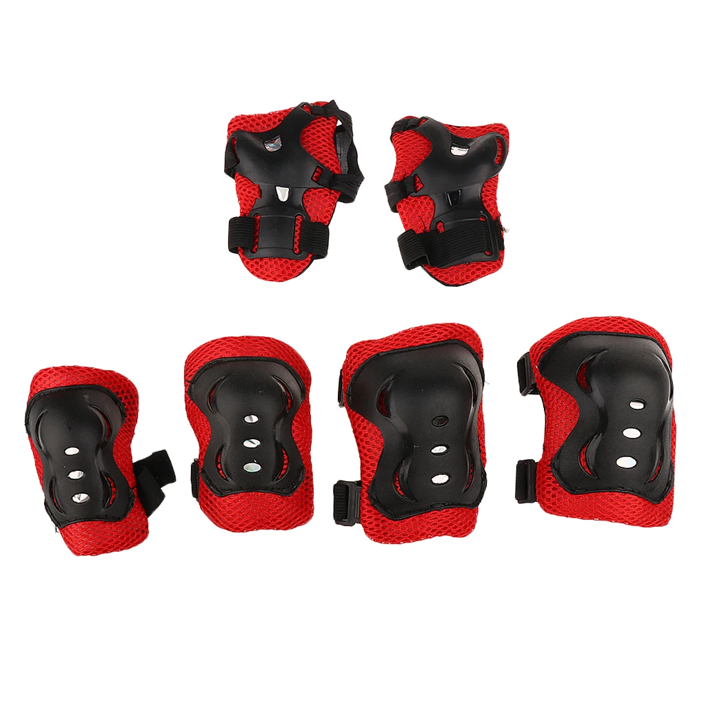 14 Pieces Kids Boy Girl Roller Skating Bicycle Helmet Knee Elbow Pad Wrist Guard Protector Pink and Red