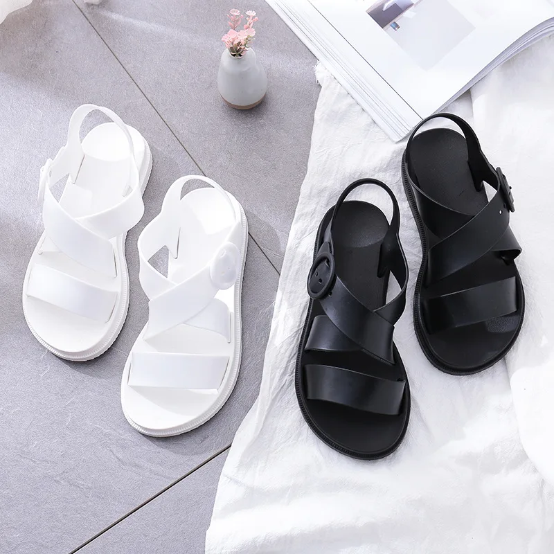 

Women Flat Sandals Gladiator Open Toe Buckle Soft Jelly Sandals Female Casual Summer Flat Platform For Girl Beach Shoes