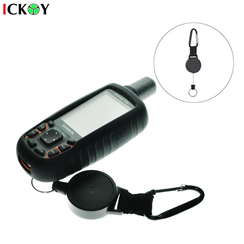 

Silicone Protect Case Cover Skin + Retractable Lanyard Stainless Cable Holder for Garmin GPSMap 62 63 64 62s 64s 62st 64st 62sc