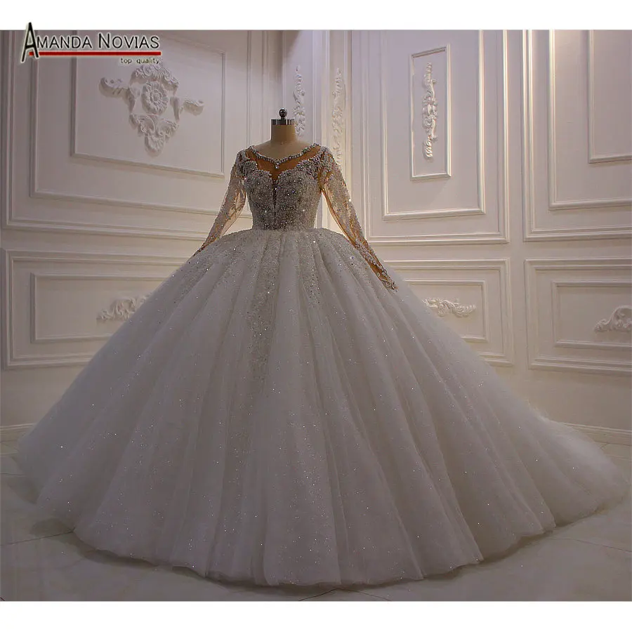 New design full beading puffy wedding gowns real sample good price dress -  AliExpress