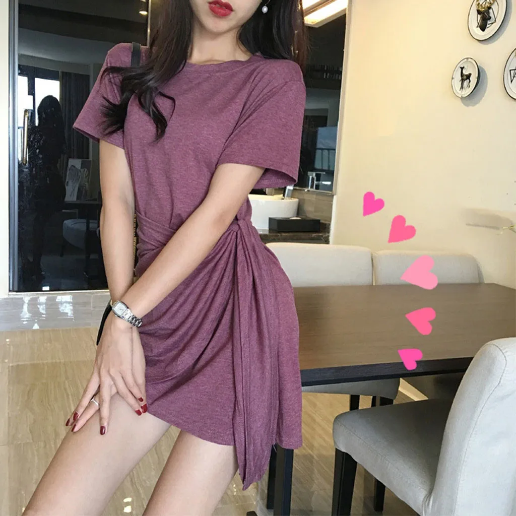 Jaycosin Romance Elegant Mini Dresses Women 2020 Summer O Neck Solid Ladies Street Beach Leisure Vacation Short Dresses Mujer227