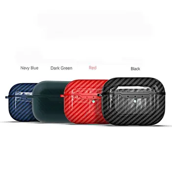 

2020 New For AirPods Pro Case Carbon Fiber Litchi Grain Shockproof Earphones Cover